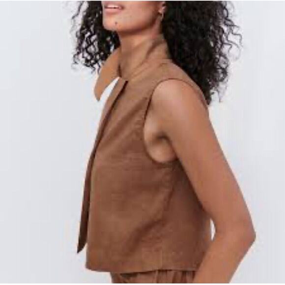 Lunya Woven Linen Sleeveless Shirt Tank in Brown Size Medium NWT - Picture 3 of 16